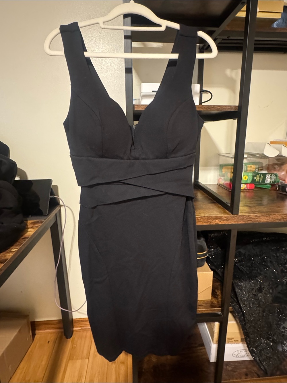Emerald Sundae Black Sleeveless V-Neck Sheath Dress